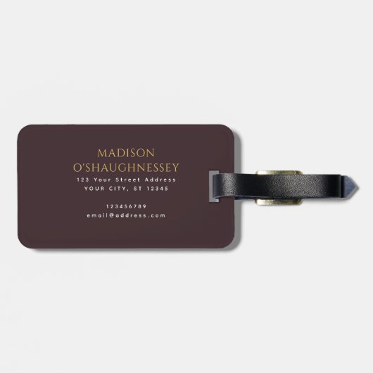 Paarse Zwaardschild Middeleeuwse Fantasy Monogram Bagagelabel (Achterkant horizontaal)