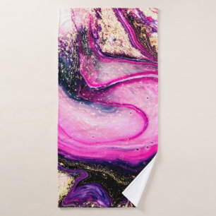 Paarse zwammen marmeren met glitter goud badhanddoek