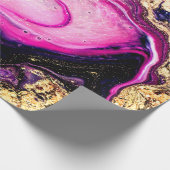Paarse zwammen marmeren met glitter goud cadeaupapier (Hoek)
