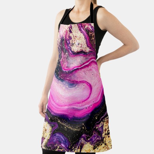 Paarse zwammen marmeren met glitter goud schort (Insitu)