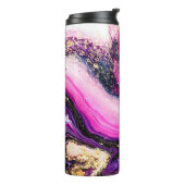 Paarse zwammen marmeren met glitter goud thermosbeker (Gedraaid links)