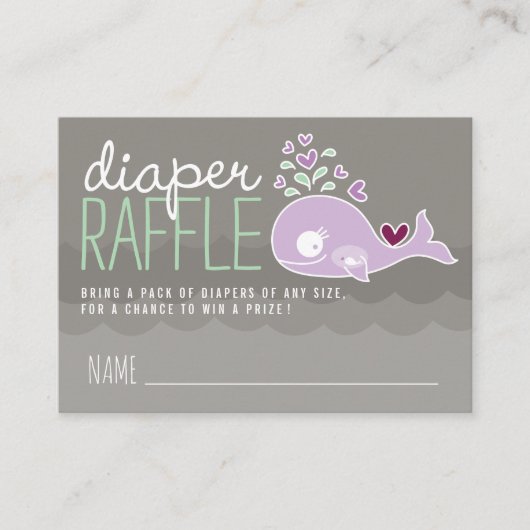 Paarse Zwangere mammiewalvis Raffle Tickets Informatiekaartje (Voorkant)