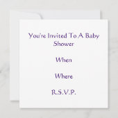 Paarse Zwangerschap Babyschoenen Uitnodigingen met (Achterkant)