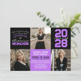 Paarse & Zwart 4 Foto Afstuderen Aankondiging