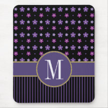  Paarse Zwart Bloemen Gestreept Goud Monogram