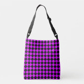 Paarse zwart Checker Diamond Pattern Crossbody Tas (Achterkant)