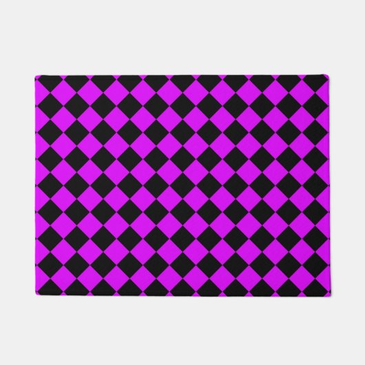 Paarse zwart Checker Diamond Pattern Deurmat (Voorkant)