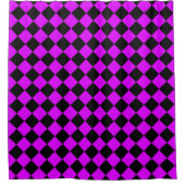 Paarse zwart Checker Diamond Pattern Douchegordijn (Voorkant)