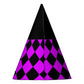 Paarse zwart Checker Diamond Pattern Feesthoedjes (Achterkant)