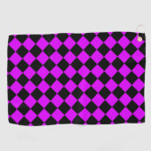 Paarse zwart Checker Diamond Pattern Golfhanddoek (Horizontaal)