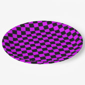 Paarse zwart Checker Diamond Pattern Papieren Bordje (Gekanteld)