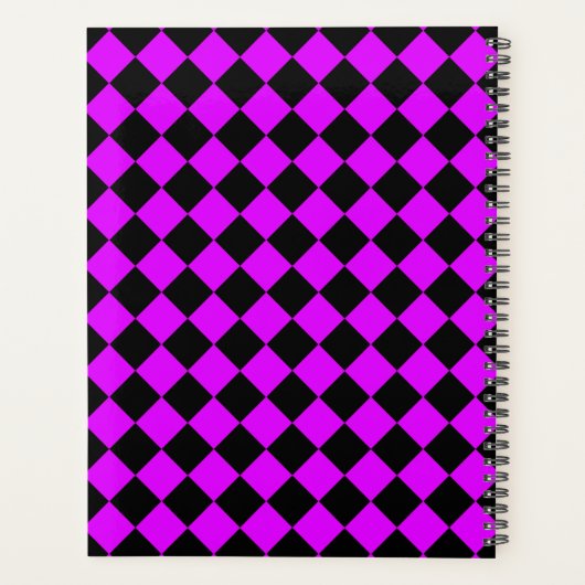 Paarse zwart Checker Diamond Pattern Planner (Achterkant)