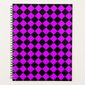Paarse zwart Checker Diamond Pattern Planner (Voorkant)