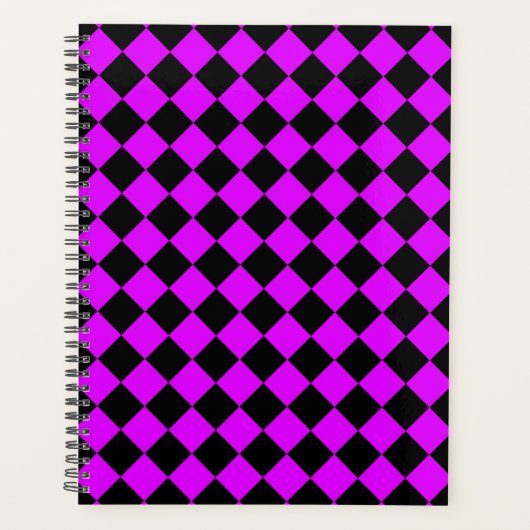 Paarse zwart Checker Diamond Pattern Planner (Voorkant)