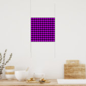 Paarse zwart Checker Diamond Pattern Poster (Keuken)