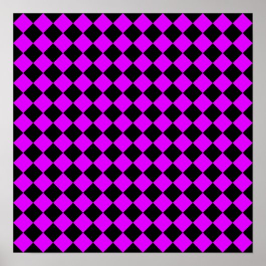 Paarse zwart Checker Diamond Pattern Poster (Voorkant)