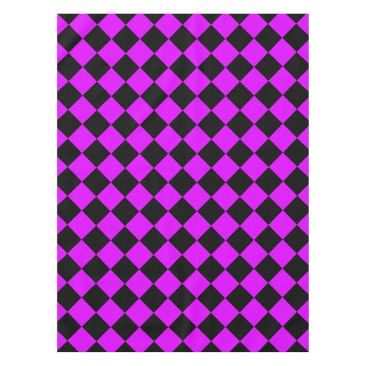 Paarse zwart Checker Diamond Pattern Tafelkleed (Voorkant)