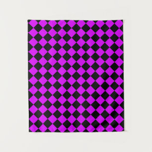 Paarse zwart Checker Diamond Pattern Wandkleed