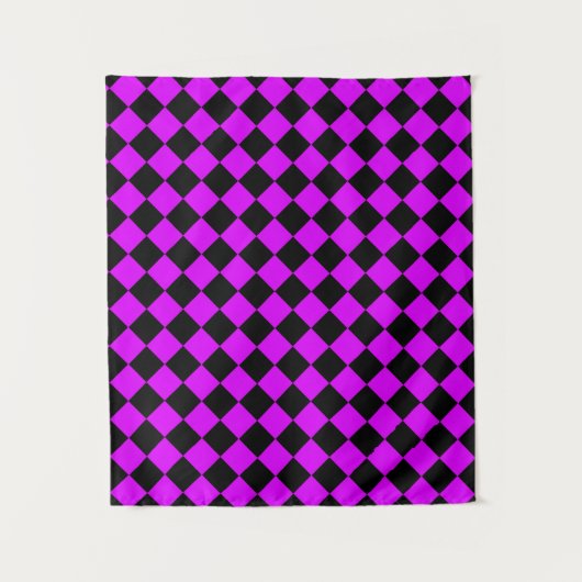 Paarse zwart Checker Diamond Pattern Wandkleed (Voorkant)