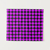Paarse zwart Checker Diamond Pattern Wandkleed (Voorkant (horizontaal))