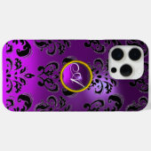 PAARSE ZWART-DAMASKMONOGRAM Case-Mate iPhone CASE (Achterkant (horizontaal))