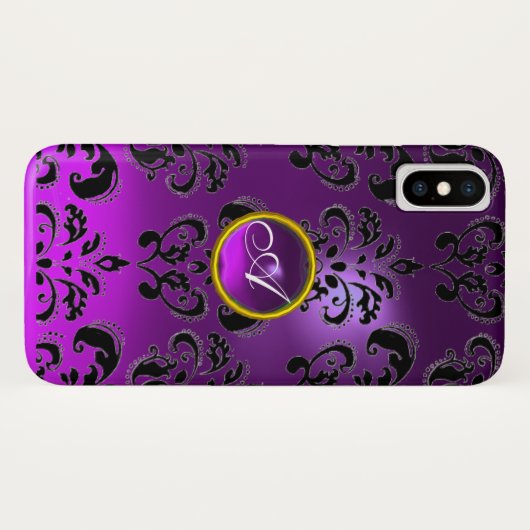 PAARSE ZWART-DAMASKMONOGRAM Case-Mate iPhone CASE (Achterkant (horizontaal))