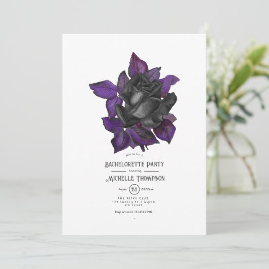 Paarse Zwart en Goud Gotische Bachelorette Kaart (Staand voorkant)