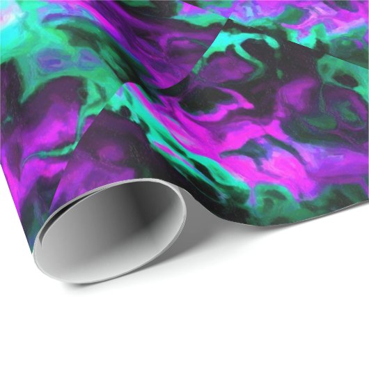 Paarse Zwart en Groen Abstract Patroondocument Cadeaupapier (Rol Hoek)