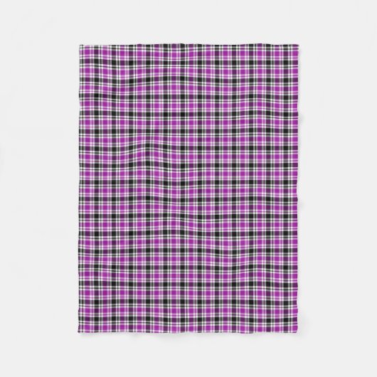 Paarse, zwart en wit geruite fleece deken (Voorkant)