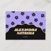 Paarse Zwart Geel Y2K Bloem Handgemaakte Kleding Visitekaartje (Voorkant)