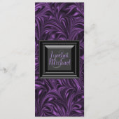 Paarse zwart gemarmerde huwelijksprogramma's programmakaart (Voorkant)