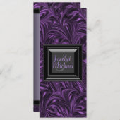 Paarse zwart gemarmerde huwelijksprogramma's programmakaart (Voorkant / Achterkant)