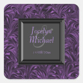 Paarse zwart gemarmerde trouwlabels Stickers (Voorkant)
