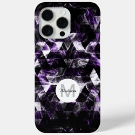 Paarse Zwart Geometrisch Smoky Abstract Monogram iPhone 15 Pro Max Hoesje
