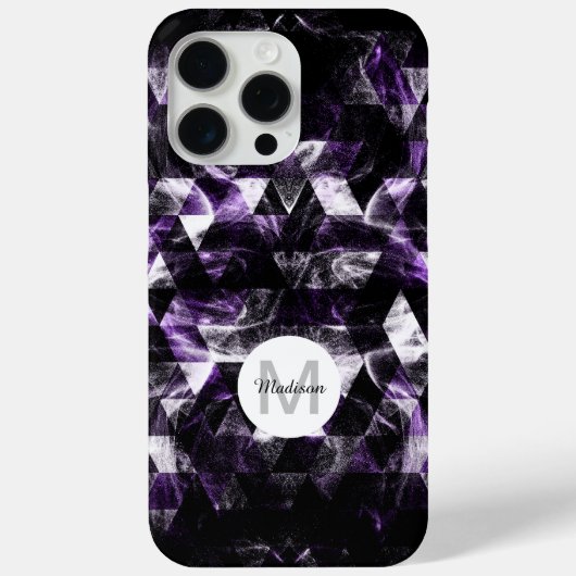 Paarse Zwart Geometrisch Smoky Abstract Monogram Case-Mate iPhone Case (Achterkant)