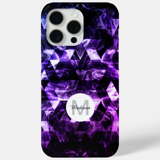 Paarse Zwart Geometrisch Smoky Abstract Monogram Case-Mate iPhone Case (Achterkant)