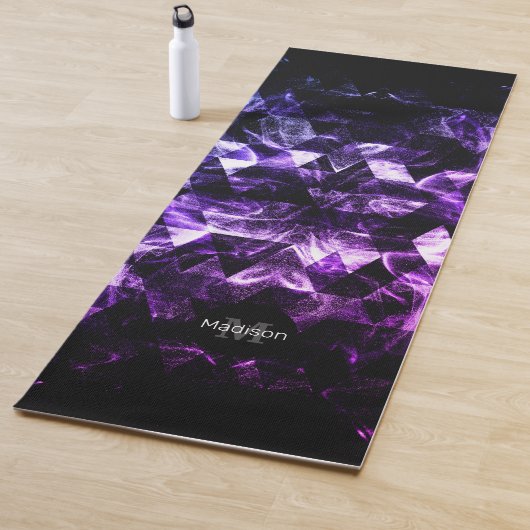 Paarse Zwart Geometrisch Smoky Abstract Monogram Yogamat (In situ)