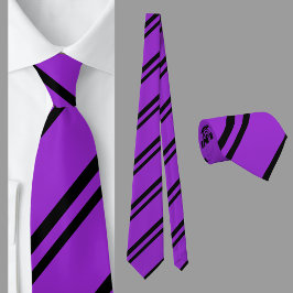 Paarse zwart gestreepte patroon stropdas