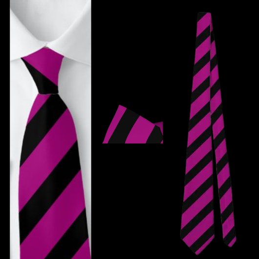 Paarse zwart gestreepte patroon stropdas