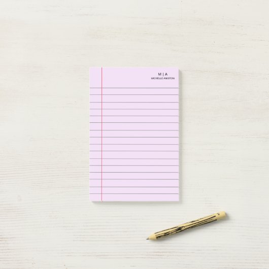 Paarse Zwart Gevoerde School Notitieboek Document Post-it® Notes (Op bureau)