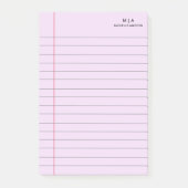 Paarse Zwart Gevoerde School Notitieboek Document Post-it® Notes (Voorkant)