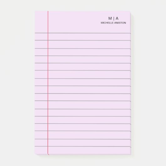 Paarse Zwart Gevoerde School Notitieboek Document  Post-it® Notes (Voorkant)