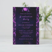 Paarse Zwart Glitter Sparkly Afstuderen Invitation Kaart (Staand voorkant)