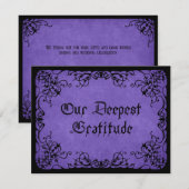 Paarse zwart gotische bruiloft bedankkaart (Voorkant / Achterkant)