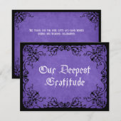 Paarse zwart gotische bruiloft bedankkaart (Voorkant / Achterkant)