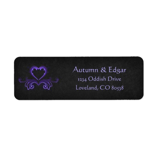 Paarse zwart gotische bruiloft etiket (Voorkant)