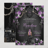 Paarse Zwart Gotische Prinses Halloween Quinceañer