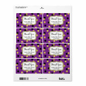 Paarse Zwart Goud Confetti Baby shower Labels (Full Sheet)