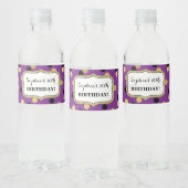 Paarse Zwart Goud Confetti Custom Verjaardagsfeest Waterfles Etiket (Flessen)