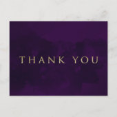Paarse Zwart & Goud Glam Modern DANK U Briefkaart (Voorkant)